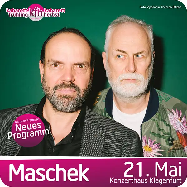 Maschek live im Konzerthaus Klagenfurt am 21. Mai 2026 mit dem Programm 'Exit'.